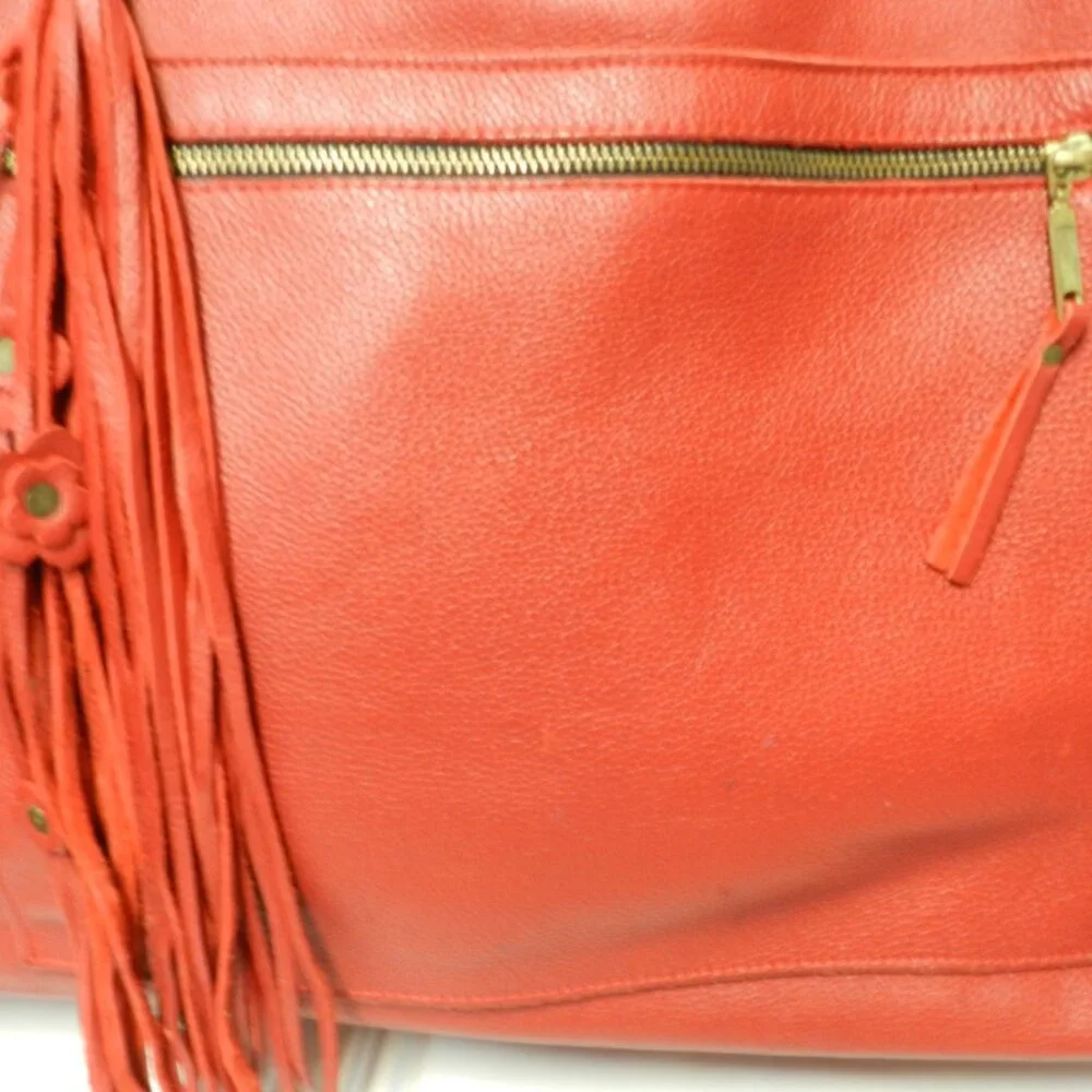 Urban Artisan Leather red X-Large tote bag purse weekender Unstructured zip top